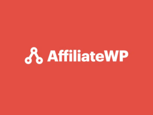 The image features the AffiliateWP logo with white text and a network icon on a red background.