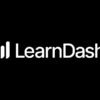 Logo displaying "LearnDash" in white text on a black background, with a stylized three-bar icon to the left.