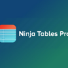 Logo with an icon resembling a table, featuring blue and red colors, next to the text "Ninja Tables Pro" on a gradient blue and green background.