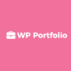 Pink background with a white icon of a briefcase and the text "WP Portfolio" in bold white font.